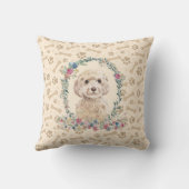 シャンパンコカプードッグポーペープリント&フローラカワイト クッション (裏面)