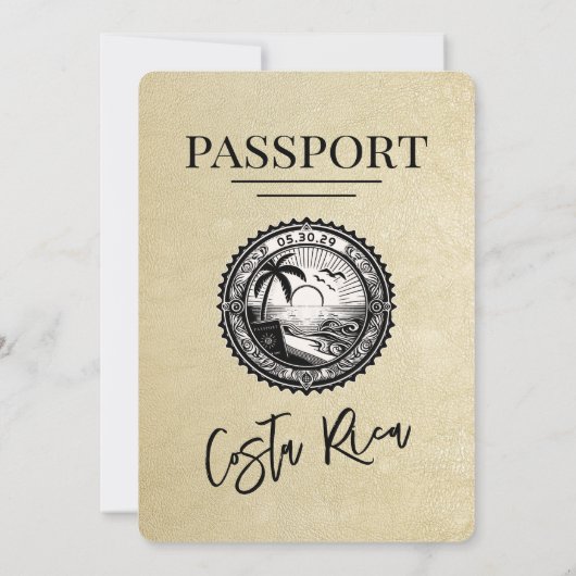 シャンパンコスタリカパスポート結婚式招待状 招待状 (裏面)