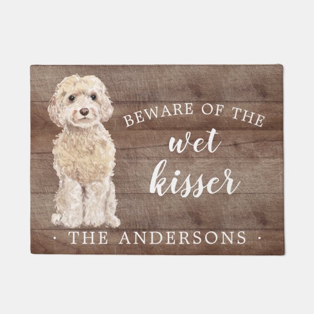 シャンパンコックパオドッグドパーソナライズされたアマット ドアマット (正面)