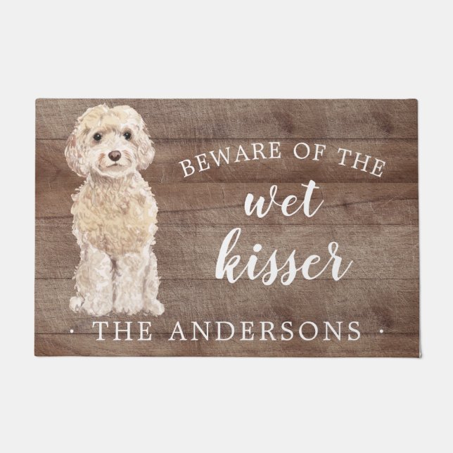 シャンパンコックパオドッグドパーソナライズされたアマット ドアマット (正面)