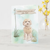 シャンパンコックパプー新犬おめでとう カード (黄色い花)
