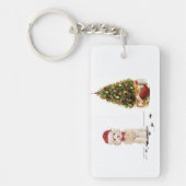 シャンパンコックポおもしろいークリスマスドッグと木 キーホルダー (正面)