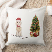 シャンパンコックポおもしろいークリスマスドッグと木 クッション (ブランケット)