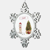シャンパンコックポおもしろいークリスマスドッグと木 スノーフレークピューターオーナメント (右)