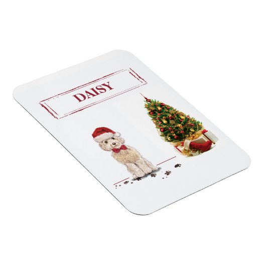 シャンパンコックポおもしろいークリスマスドッグと木 マグネット (右側)