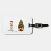 シャンパンコックポおもしろいークリスマスドッグと木 ラゲッジタグ (正面横)