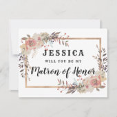 シャンパンゴールドのあなたに、私のマトロン・オブ・オナーになってくれますか 招待状 (正面)