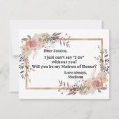 シャンパンゴールドのあなたに、私のマトロン・オブ・オナーになってくれますか 招待状 (裏面)