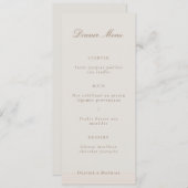 シャンパンゴールドのモダン ミニマル エレガント メニューカード 招待状 (正面/裏面)