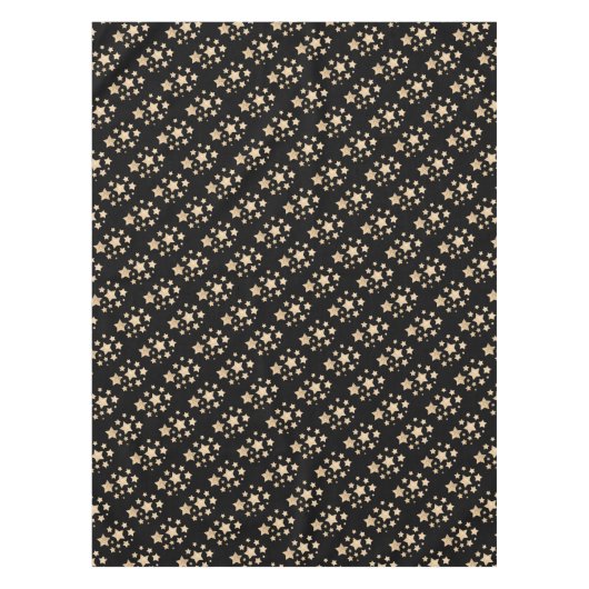 シャンパンゴールドのライトな偽のグリッターがきらきらと星のように輝く、 テーブルクロス (正面)