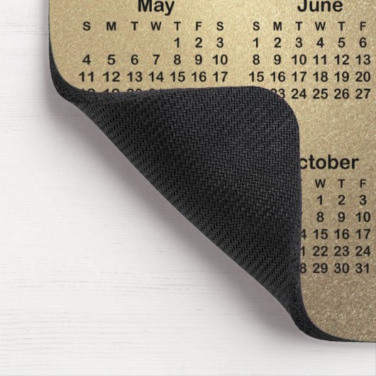 シャンパンゴールドの箔押しが美しい2025年カレンダー マウスパッド (コーナー)