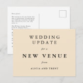 シャンパンゴールドの結婚式場変更のお知らせカード ポストカード (正面/裏面)