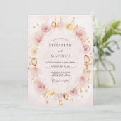 シャンパンゴールドの芍薬の結婚式 招待状 (スタンド正面)