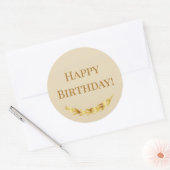 シャンパンゴールドの誕生日おめでとう ラウンドシール (封筒)