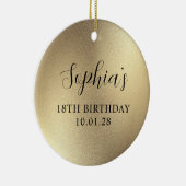 シャンパンゴールドの豪華な箔 18歳の誕生日写真 セラミックオーナメント (右)