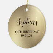 シャンパンゴールドの豪華な箔 18歳の誕生日写真 セラミックオーナメント (左)