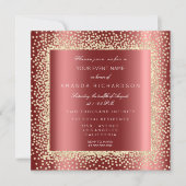 シャンパンゴールドグリッター ブラック バーガンディー コンフェッティ 招待状 (正面)