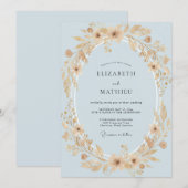 シャンパンゴールドリースの結婚式 招待状 (正面/裏面)