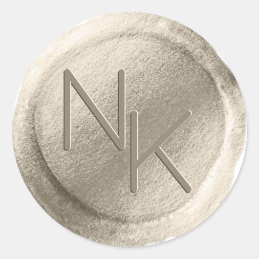 シャンパンゴールド箔ワックスシールモノグラムシール ラウンドシール (正面)