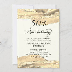 シャンパンゴールド アゲート 50周年結婚記念日 招待状