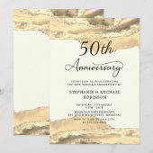 シャンパンゴールド アゲート 50周年結婚記念日 招待状 (正面/裏面)