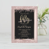 シャンパンゴールド グリッター スパークル 50歳 誕生日 招待状 (スタンド正面)