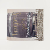 シャンパンゴールド グリッター ドリップ グラム スイート16 背景 タペストリー (正面(横))