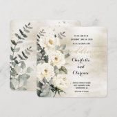 シャンパンゴールド デスデモーナ ローズ ユーカリ ウェディング 招待状 (正面/裏面)