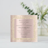 シャンパンゴールド ブラック コンフェッティ セピア グリッター ローズ 招待状 (スタンド正面)