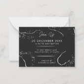 シャンパンゴールド ブラック ワイン グラス コンフェッティ モダン ノートカード (裏面)