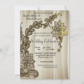 シャンパンシルクと金ゴールドレース 招待状 (正面)