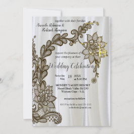 シャンパンシルバーシルク&ブラックレース招待状 招待状