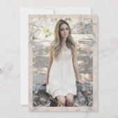 シャンパンシルバーフローラフォトサプライズSweet 16 招待状 (裏面)