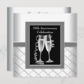 シャンパンシルバー25結婚周年記念パーティー 招待状 (正面/裏面)