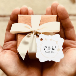 シャンパンシンプルハートリースモノグラム結婚ズ フェイバータグ