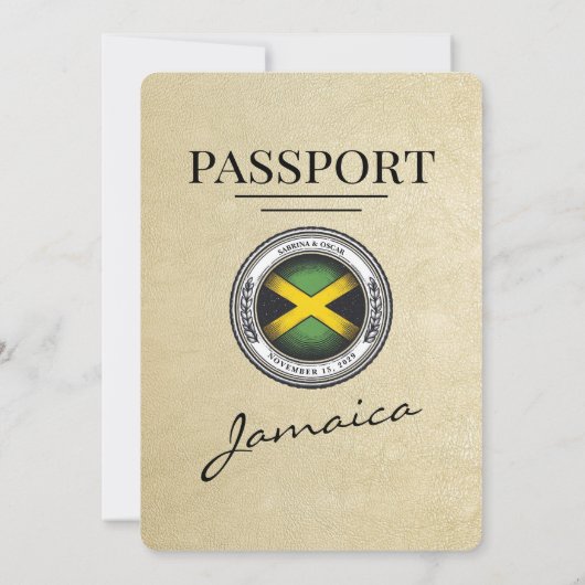 シャンパンジャマイカパスポート結婚式招待状 招待状 (裏面)