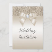 シャンパンジュエリドボウ&グリッター結婚ズ 招待状 (正面)