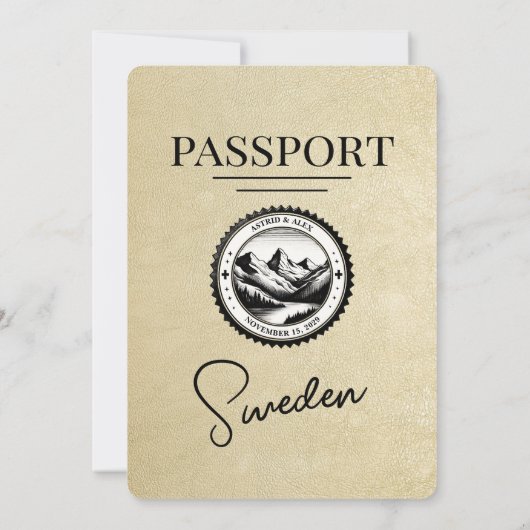 シャンパンスウェーデンパスポート結婚式招待状 招待状 (裏面)