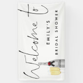 シャンパンスクリプトホワイトウェルカムブライダルシャワー 横断幕 (縦)