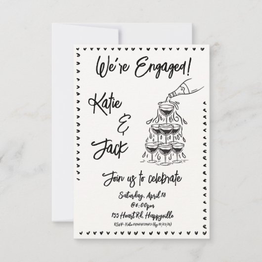 シャンパンスタック婚約招待状 招待状 (正面)