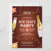 シャンパンストリングライツニューイヤーパーティー 招待状 (正面)