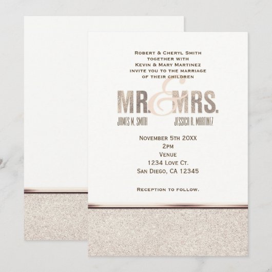 シャンパンスパークルさん結婚式招待状 招待状 (正面/裏面)