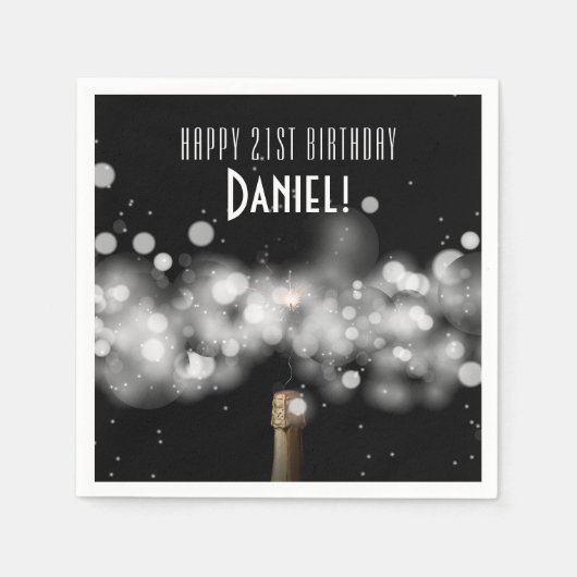 シャンパンスパークルバースデーパーティナプキンス スタンダードカクテルナプキン (正面)