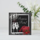 シャンパンスパークル白黒サプライズパーティー 招待状 (スタンド正面)