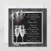 シャンパンスパークル白黒サプライズパーティー 招待状 (裏面)