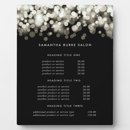 シャンパンスパーク |価格とサービスの表示 フォトプラーク (正面)