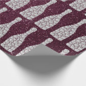 シャンパンスワロフスキークリスタルダイヤモンドボトルバーガン ラッピングペーパー (角)