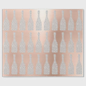 シャンパンスワロフスキークリスタルダイヤモンドボトルピンク ラッピングペーパー (フラット)