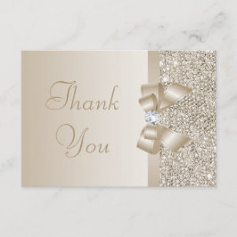 シャンパンセクイン、ボウ&ダイヤモンドありがとう サンキューカード