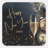 シャンパンタイムおめでとう新年 スクエアシール (正面)